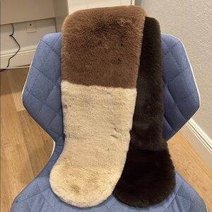 Luxurious Brown and Cream Faux Fur Scarf